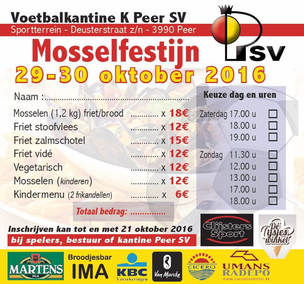 Mosselfestijn: 29 & 30/10