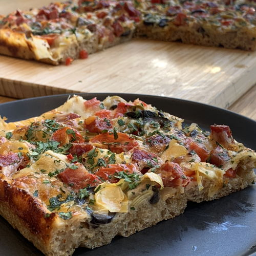 Artichoke & Olive Sourdough Detroit Pizza  - 1 Slice - SAT only