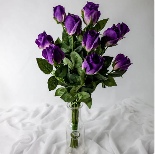 Purple Real Touch Rose Open Bud - Realistic Artificial Flowers - Image 2