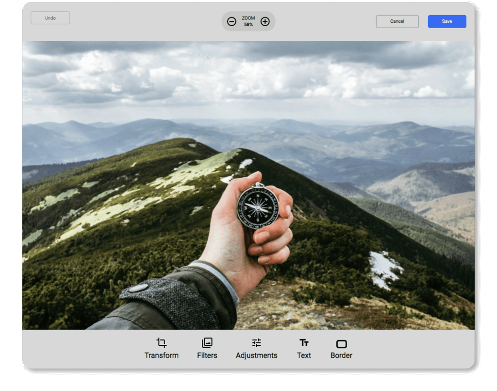Filestack’s in-browser image editor for image uploader