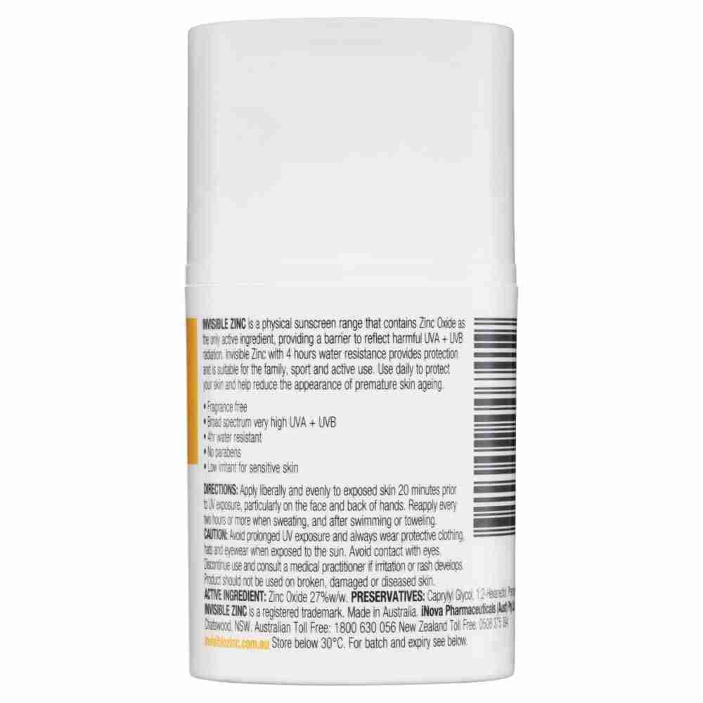Invisible Zinc SPF 50+ Sport Mineral Sunscreen 4 Hour Water Resistant 50ml - Image 4
