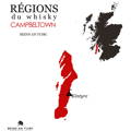 Carte région du Whisky Campbeltown localisation de la distillerie écossaise Beinn An Tuirc