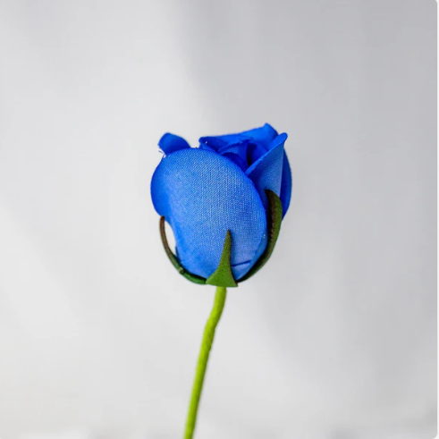 Blue Velveteen Rose Bud - Realistic Artificial Flowers