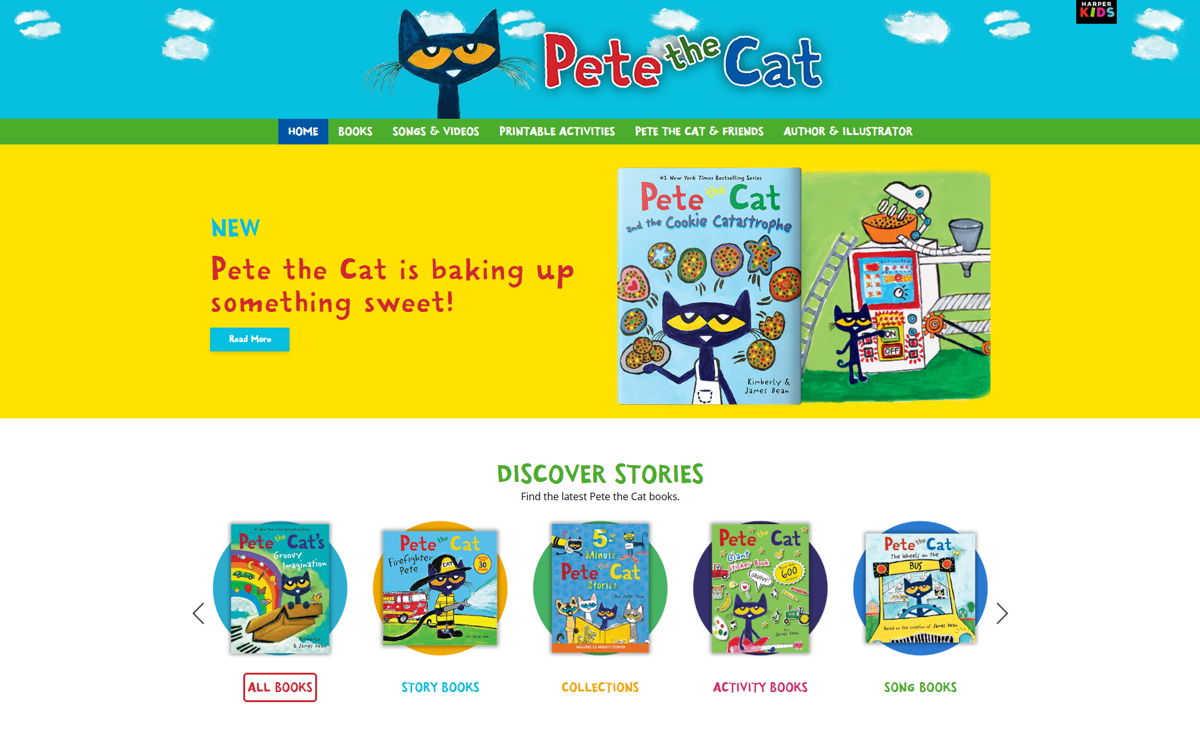 Screenshot of Petethecatbooks , from the book websites collection.