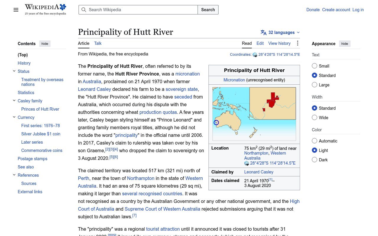 Principality of Hutt River - Wikipedia