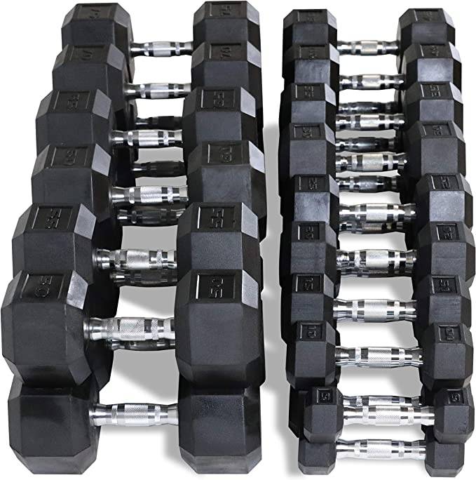 WF Athletic Supply Rubber Coated Hex Dumbbells