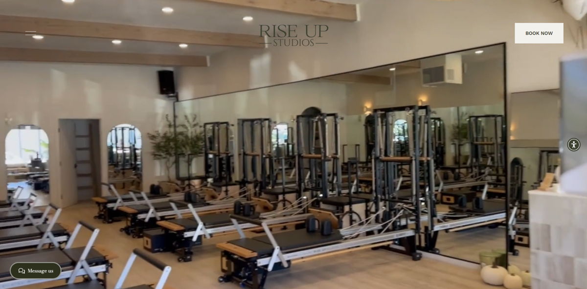 Screenshot of Rise Up Pilates, from the pilates websites collection.