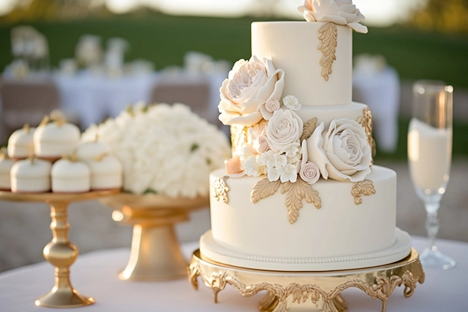 Photo d'un gateau de mariage.