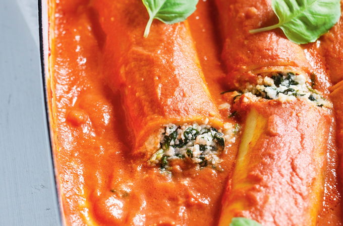 Spinach and Ricotta Cannelloni with Rosé Sauce