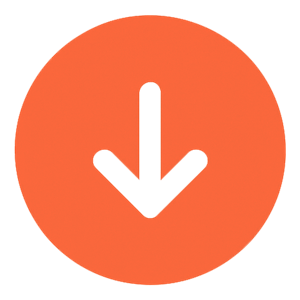 A solid orange circle with a white downward-pointing arrow in the center.