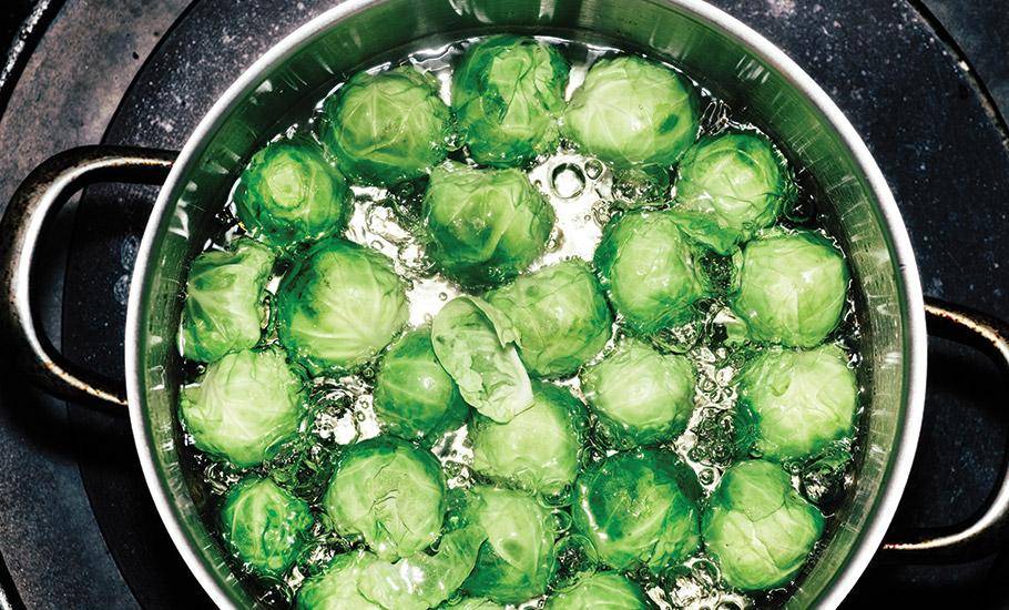 brussel sprouts in boiling water
