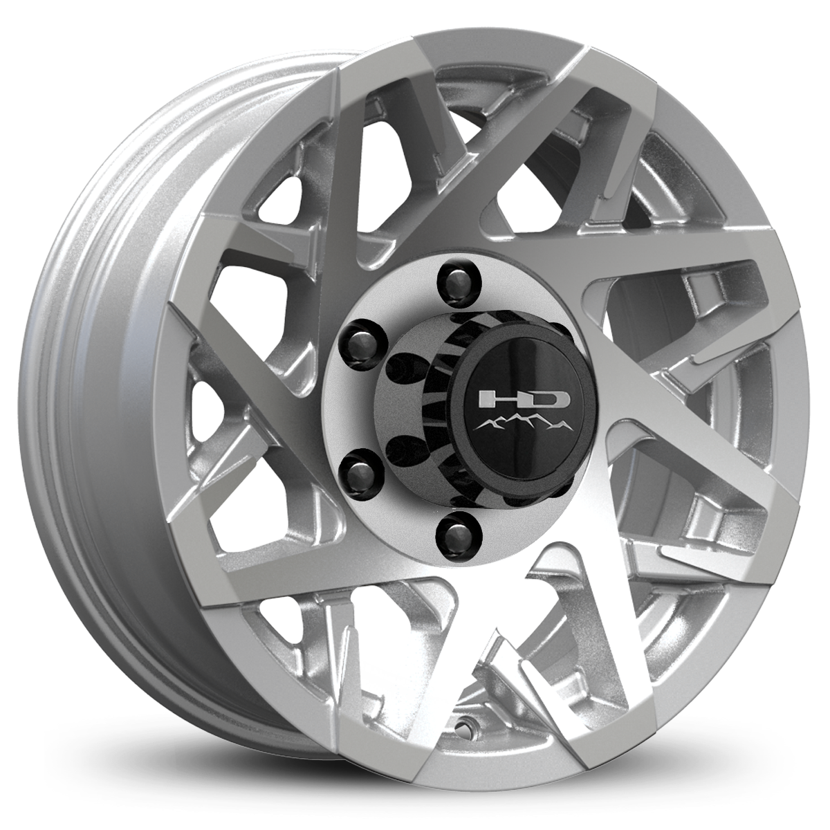 HD Off-Road Canyon Custom Trailer Wheel Rims in 15x6.0  15x6 Gloss Silver Machined Face with Center Cap & Logo fits 6x5.50 / 6x139.7 Axle Boat, Car, RV, Travel, Concession, Horse, Utility, Lawn & Garden, & Landscaping.