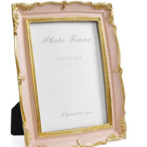Vintage 5x7 Picture Frame, Pink and Gold