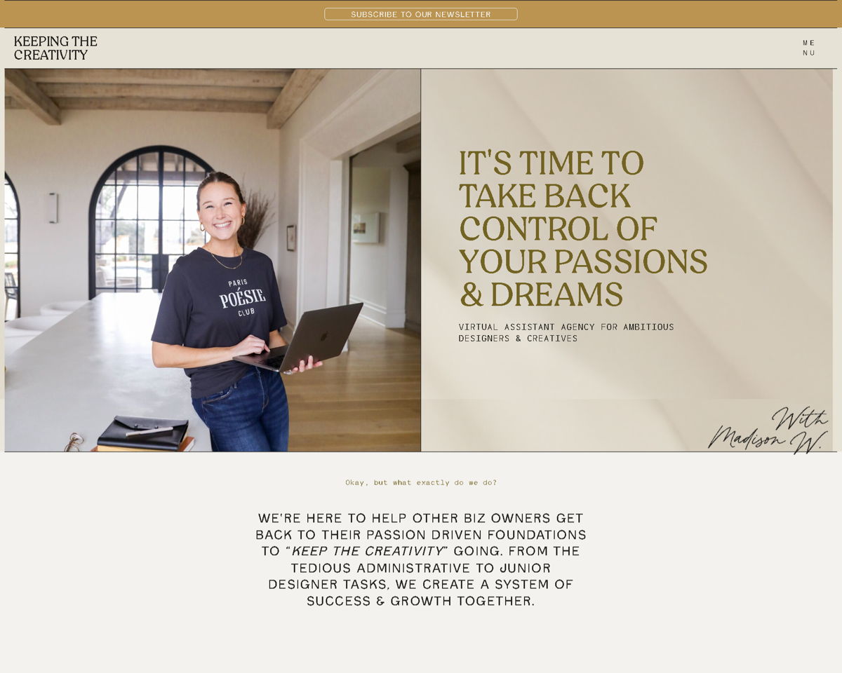 Screenshot of Keeping The Creativity , from the yellow websites collection.