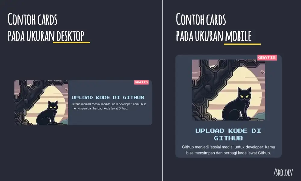 contoh penggunaan flexbox pada cards