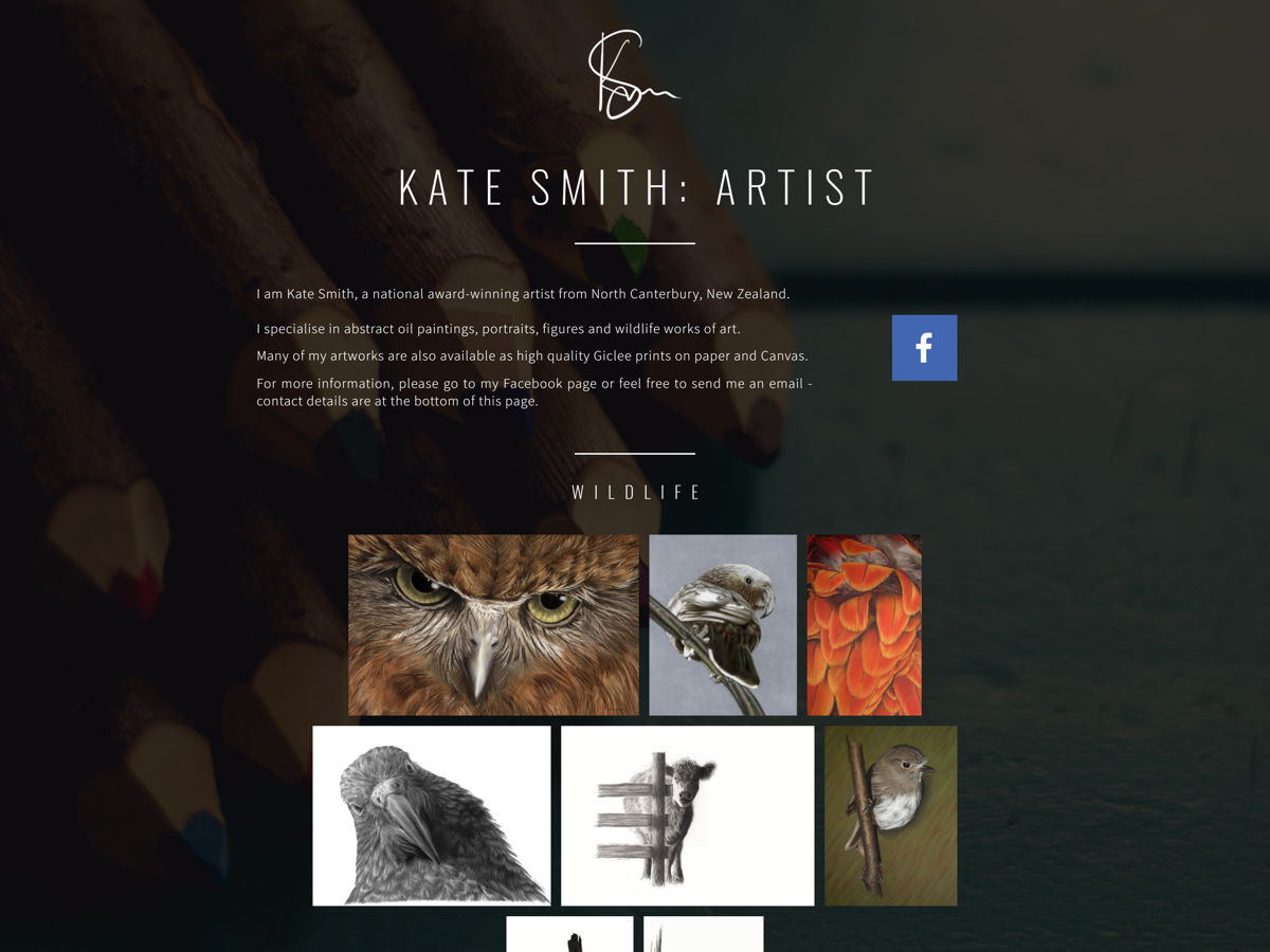 Screenshot of Kate Smith, from the art portfolios collection.