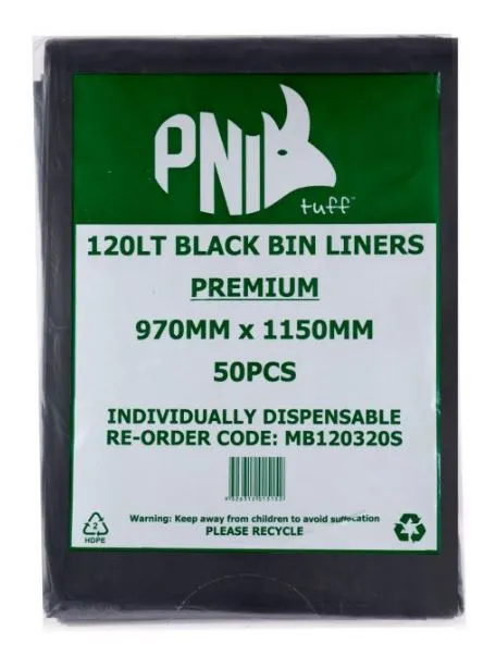 120L x 200 25um Extra Heavy Duty Bin Liner