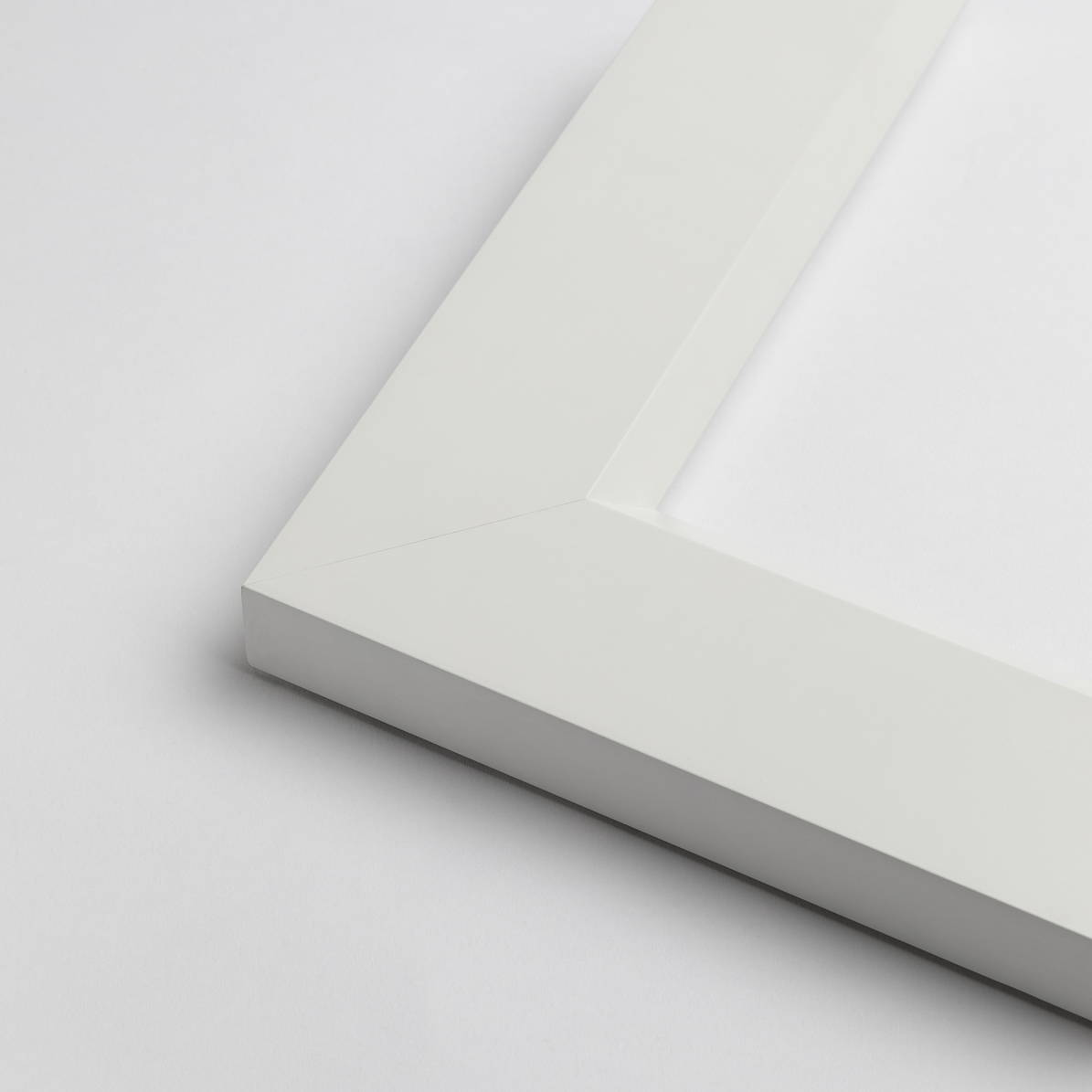 TV-Mirror Modern Matte White Frame with Beveled Edge by FRAMING TO A T