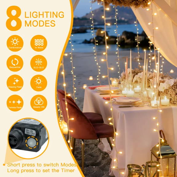 Ollny's 800 leds 262ft green cable warm white string lights