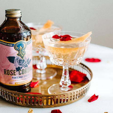 portland syrups with rose cocktail