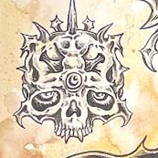 Logo for Tattoo Artist spooky skeleton wizard
