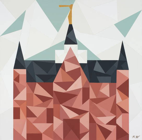 Geometic painting of the Provo City Center Temple.