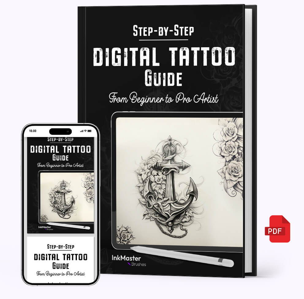 image of the digital tattoo guidebook displayed in book and mobile format