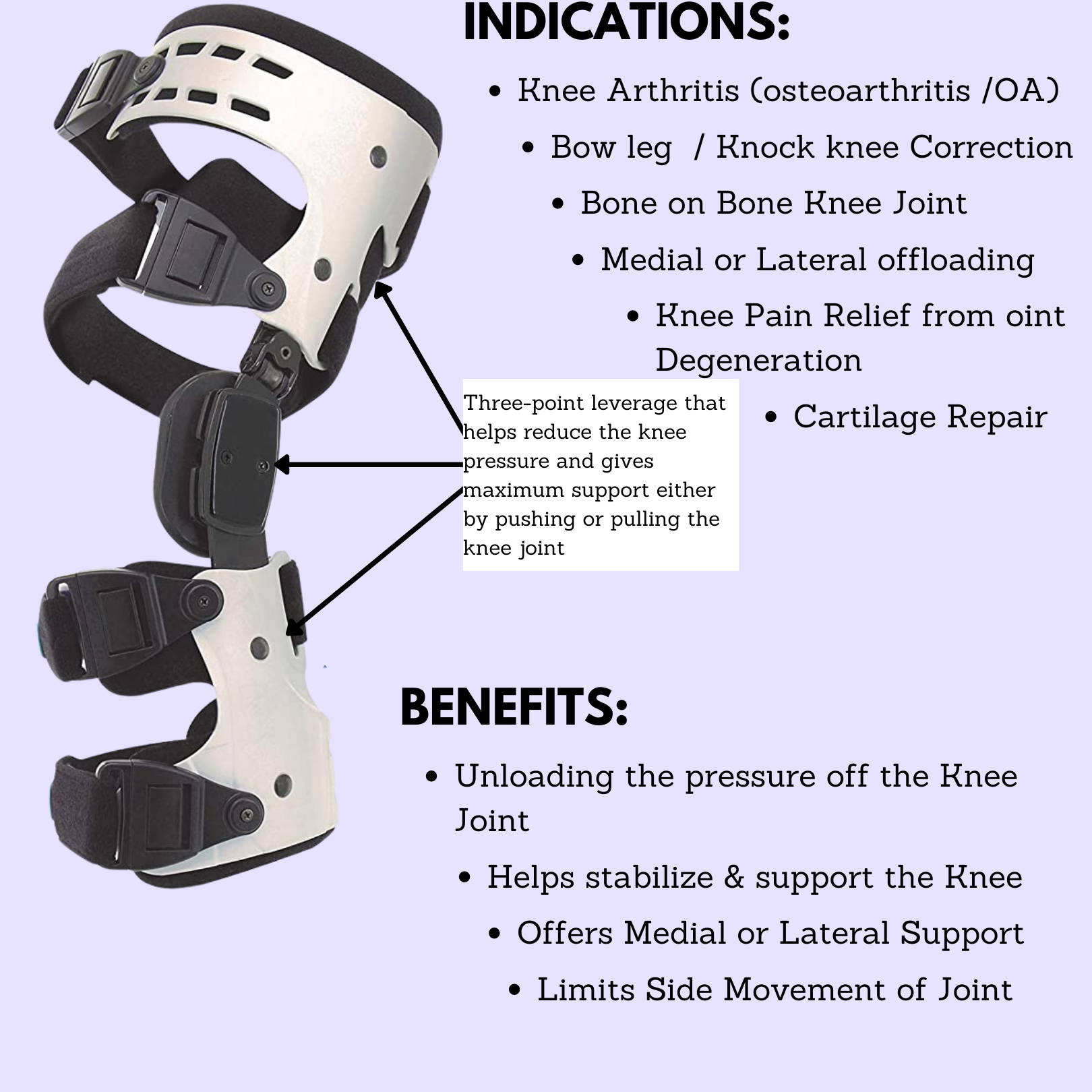 comfyorthopedic oa unloader knee brace includes adjustment tools, fixed starps, buckle, suspension sleeve and 13 hinge stops 