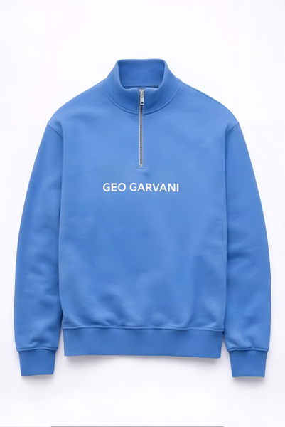 Sweatshirt with Zipped Neckline Cotton Fleece - Image 2