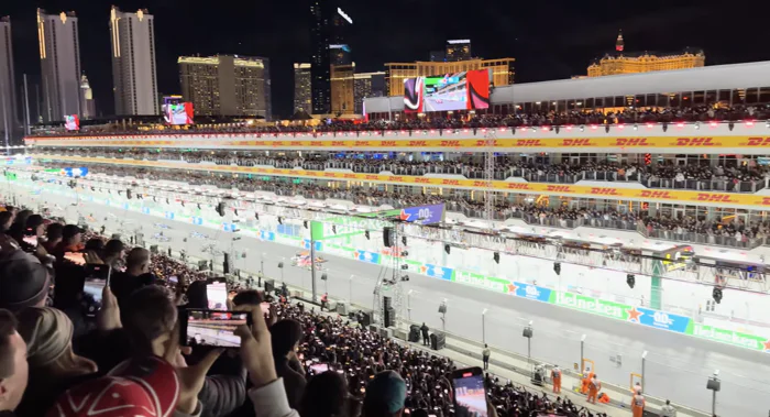 Heineken Silver Main Grandstand and Skybox view at the Las Vegas Grand Prix