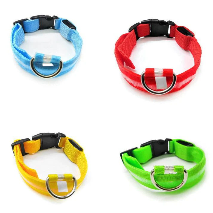 Large Size USB Rechargeable LED Dog Collar Nylon Glow Flashing Light Up Neck Strap