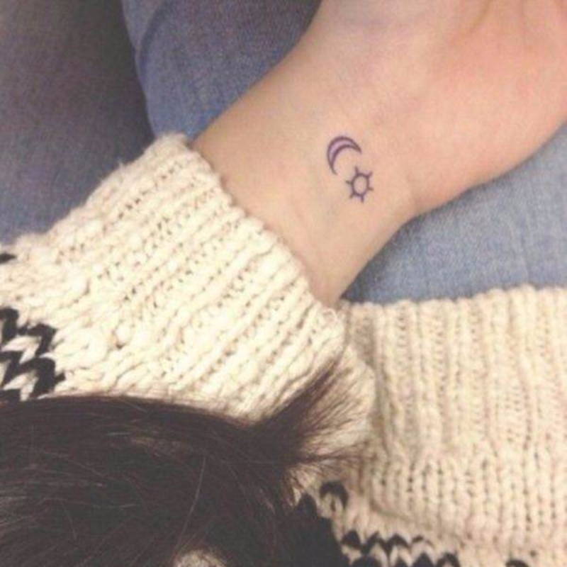 Moon and Sun Wrist Tattoo