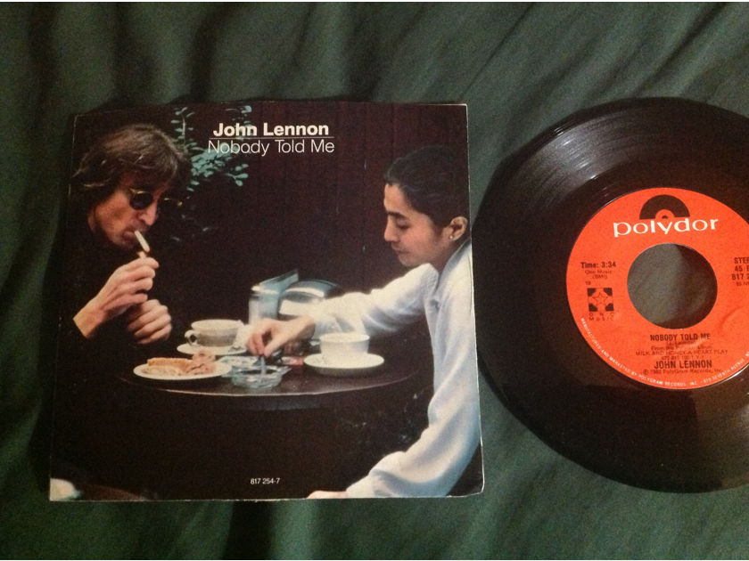 John Lennon/Yoko Ono - Nobody Told Me Polydor Records 45 Single With Picture  Sleeve Vinyl NM