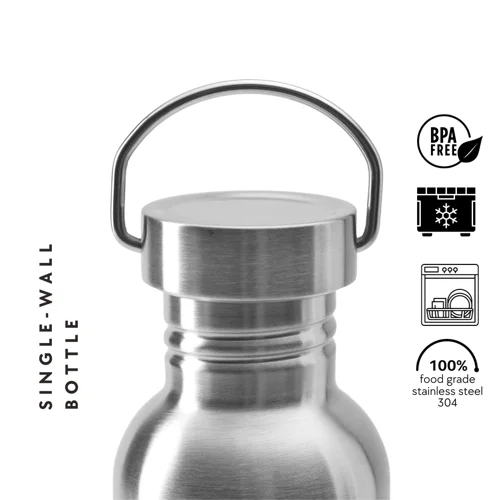 SINGLE WALL STAINLESS STEEL WATER BOTTLE with stainless steel lid - 350 Ml