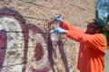 Brushing On World's Best Bare Brick Stone and Masonry Graffiti Remover