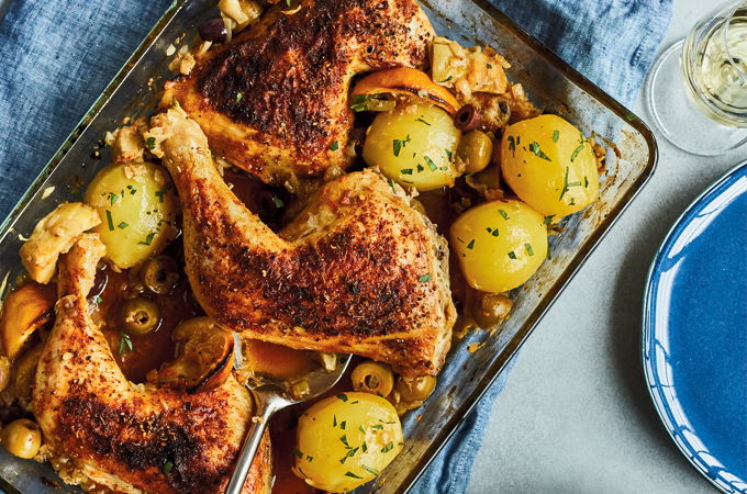 Cuisses de poulet aux olives et aux artichauts