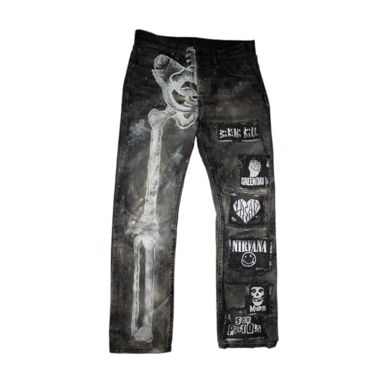 Punk patched denim jeans - Zoneout.studios