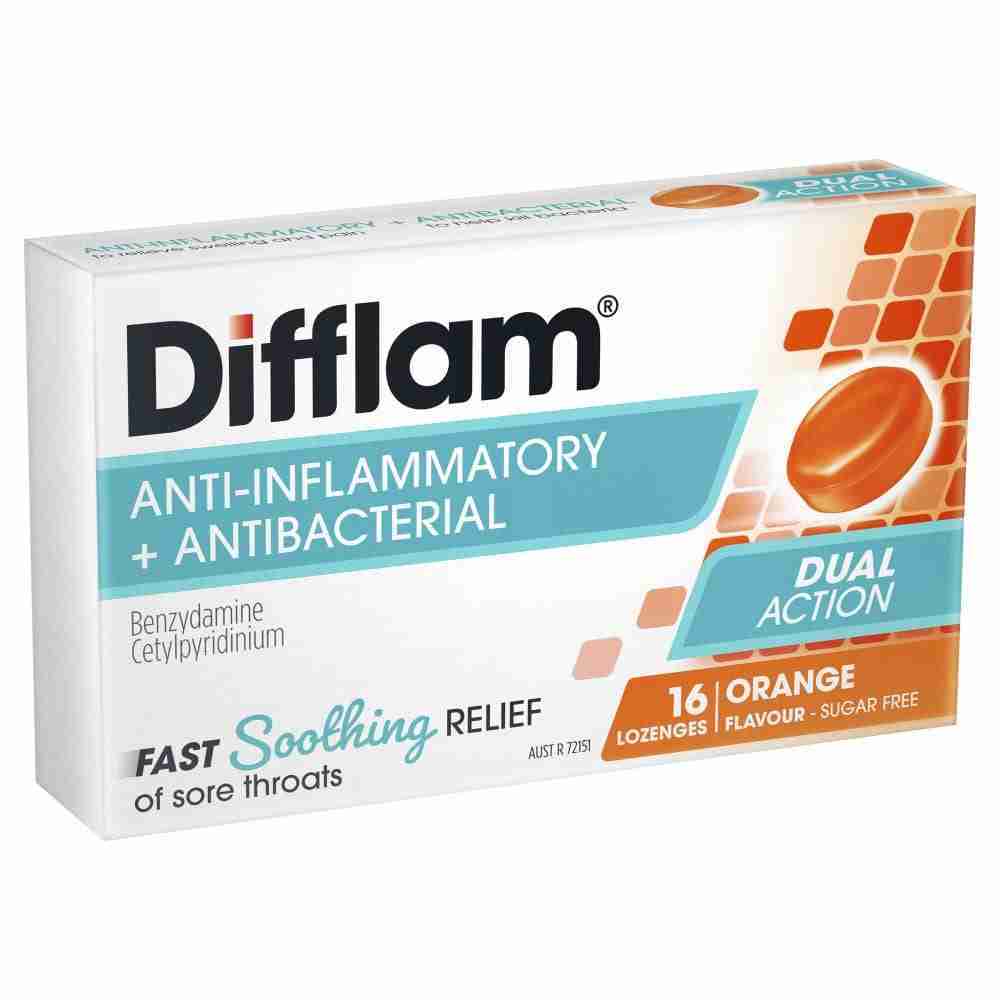 Difflam Sore Throat Lozenges Orange Flavour 16S
