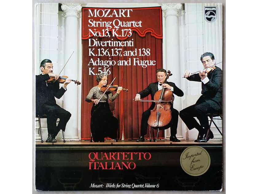 Philips | QUARTETTO ITALIANO / MOZART -  String Quartets No. 13, Divertimenti K. 136, 137, 138 | NM