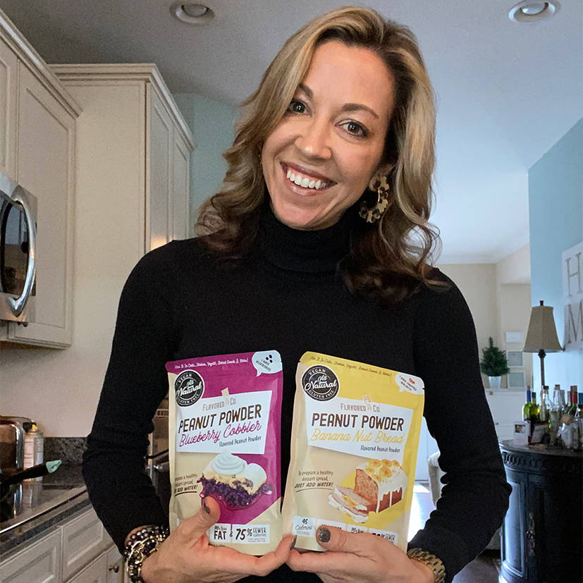 Woman making desserts with flavored pbco flavored peanut powder