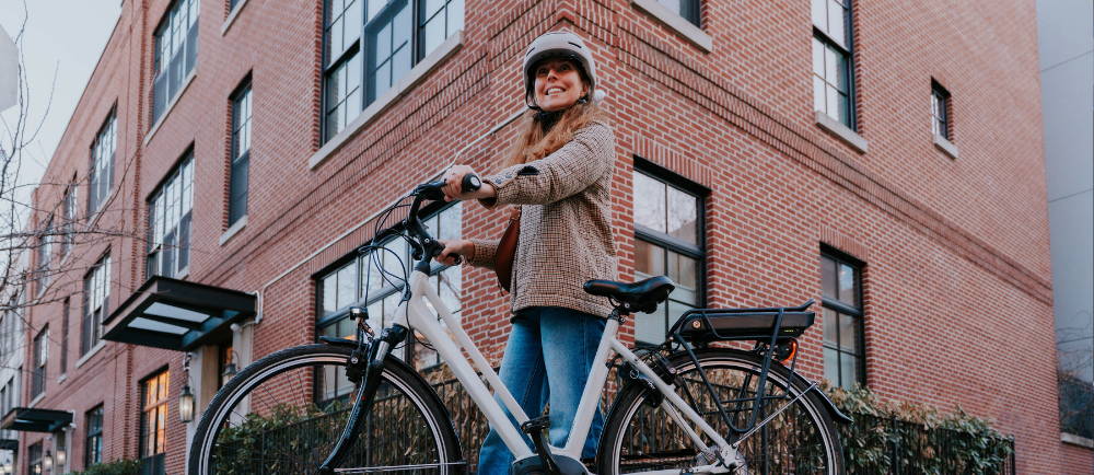 a woman on an e-bike