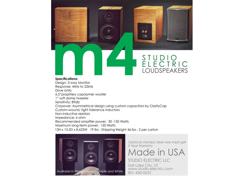 Studio Electric M4 Monitors Lightly Used