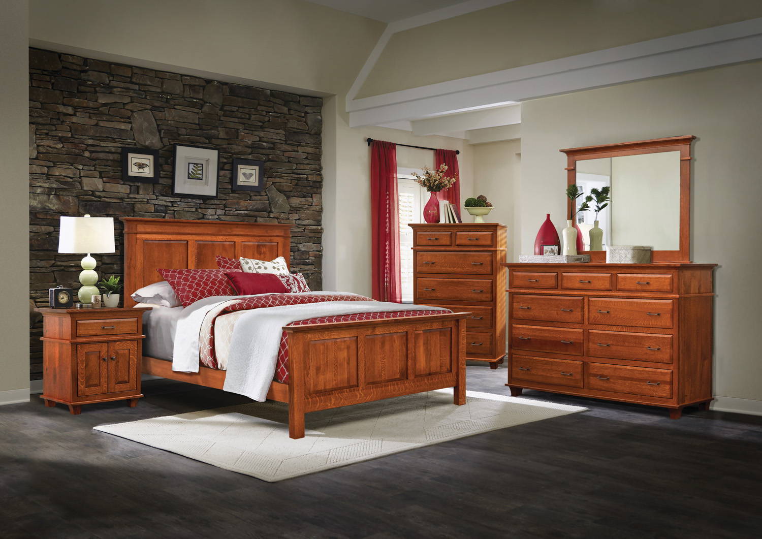 Image of fully customizable Rockwell Bedroom Set through Harvest Home Interiors Amish Solid Wood Furniture
