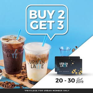 URBAN LATTE: Promo Buy 2 Get 3 All Berverages* sampai 09/30/2019