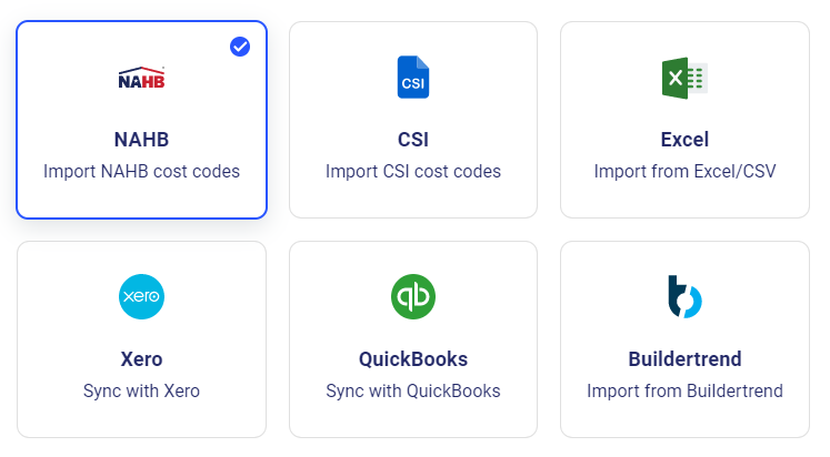 Import cost codes