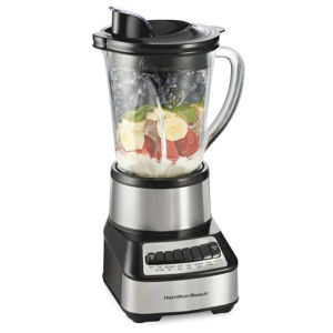 Hamilton Beach Wave Crusher Blender For Shakes and Smoothies With 40 Oz Glass Jar and 14 Functions, Ice Sabre Blades & 700 Watts for Consistently Smooth Results, Black + Stainless Steel (54221)