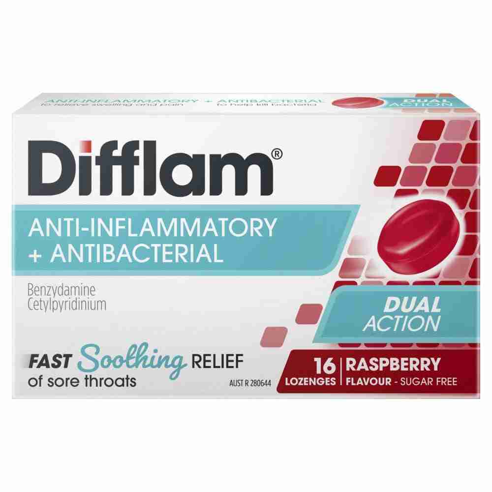 Difflam Sore Throat Lozenges Raspberry Flavour 16S - Image 3