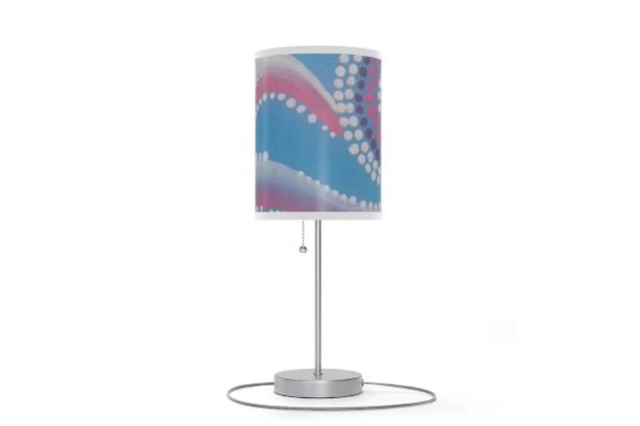 Abstract Dot Spiral Lamp | Blue Pink Modern Table Lamp - Image 3