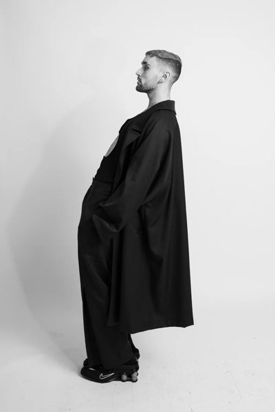 Provocator - P7417 HERMAPHRODITE LONG UNISEX COAT WITH ADJUSTABLE STRAPS TO ROLL UP SLEEVES, GREY WOOL, ONE SIZE FIT ALL - Image 6
