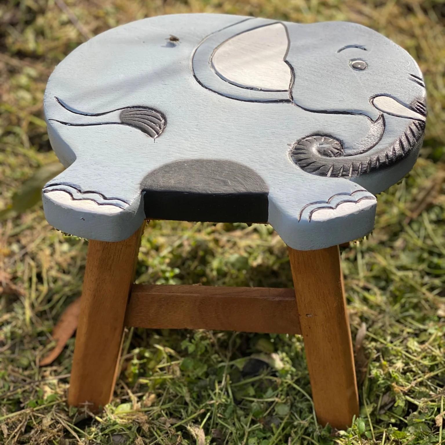 Kids Chair Wooden Stool Animal ELEPHANT Theme Children’s Chair and Toddlers Stepping Stool - Image 4